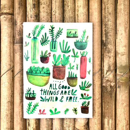 Plantable Diary "All Good Things Are Wild and Free": Set of 5 Gift Pack