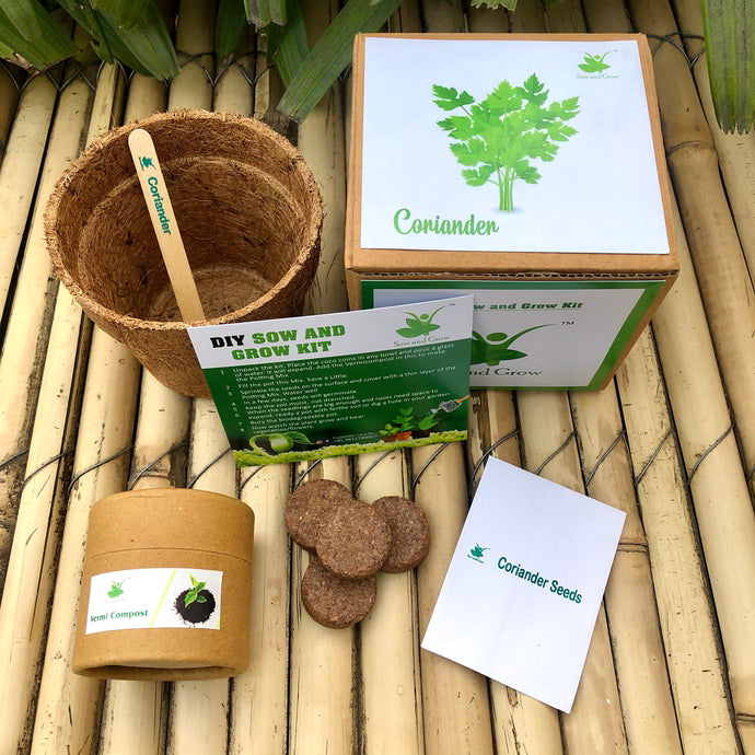 potting mix for coriander Sow and Grow DIY Gardening Kit of Coriander / Dhaniya (Grow it Yoursel – Sow and Grow®