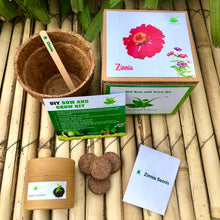 Load image into Gallery viewer, DIY Gardening 6 Summer Flower Kits Combo | Marigold + Sunflower + Cosmos + Vinca + Gaillardia +Zinnia
