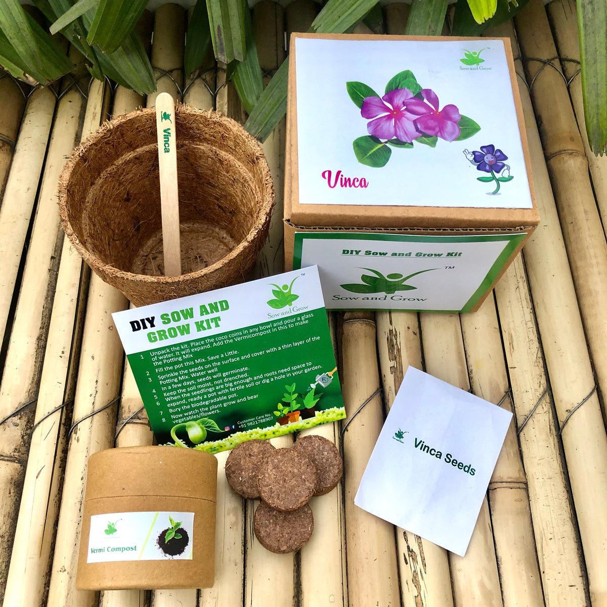 DIY Gardening 6 Summer Flower Kits Combo | Marigold + Sunflower + Cosmos + Vinca + Gaillardia +Zinnia