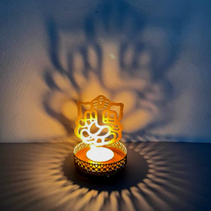 Ganesha Metal Shadow Tealight Holder Diya with a Tealight